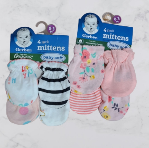 Gerber Other - Gerber baby soft 0-3 month baby mittens- two 4-packs